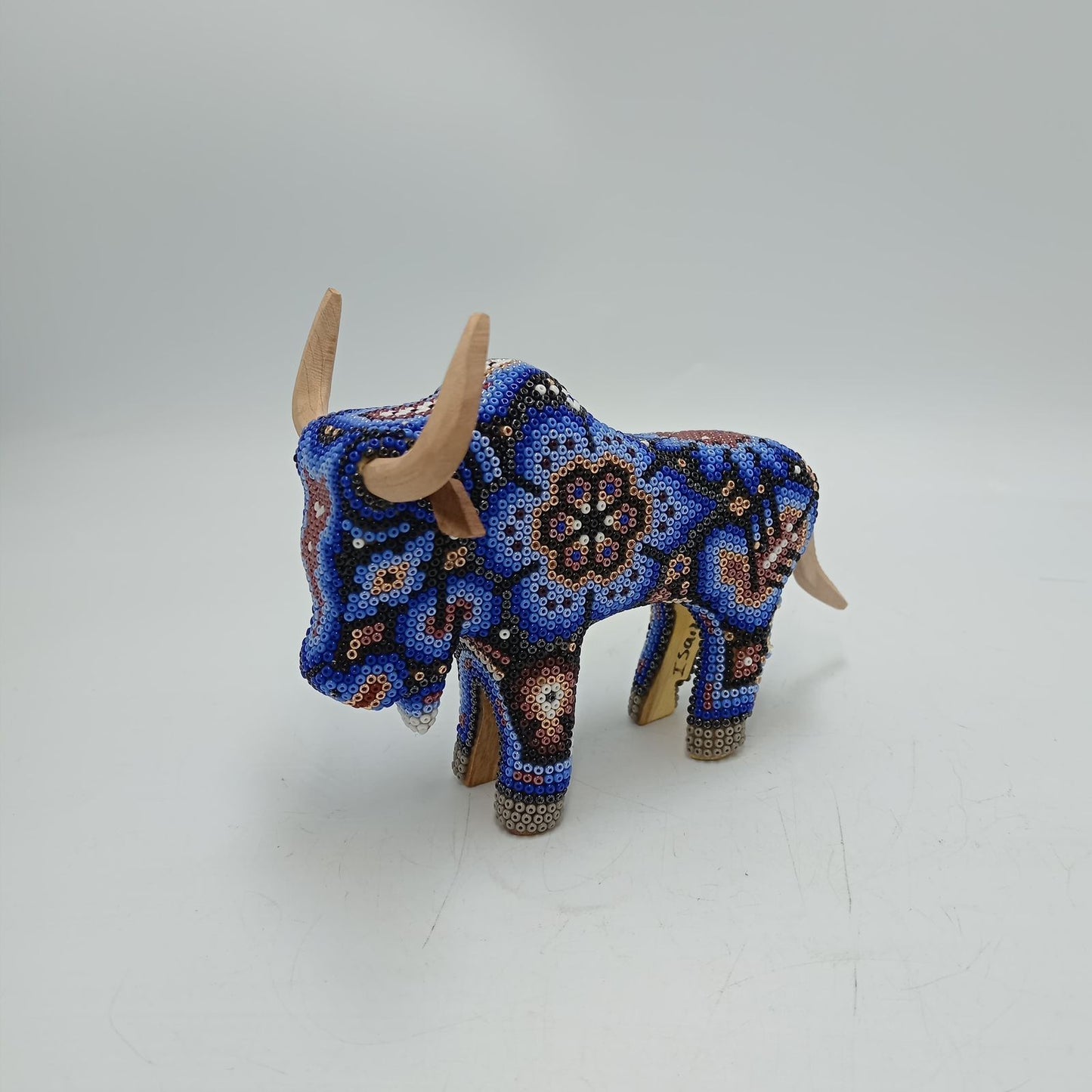 Mexican Huichol Hand Beaded Buffalo By Isandro Villa Lopez PP8447