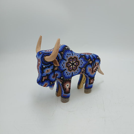 Mexican Huichol Hand Beaded Buffalo By Isandro Villa Lopez PP8447