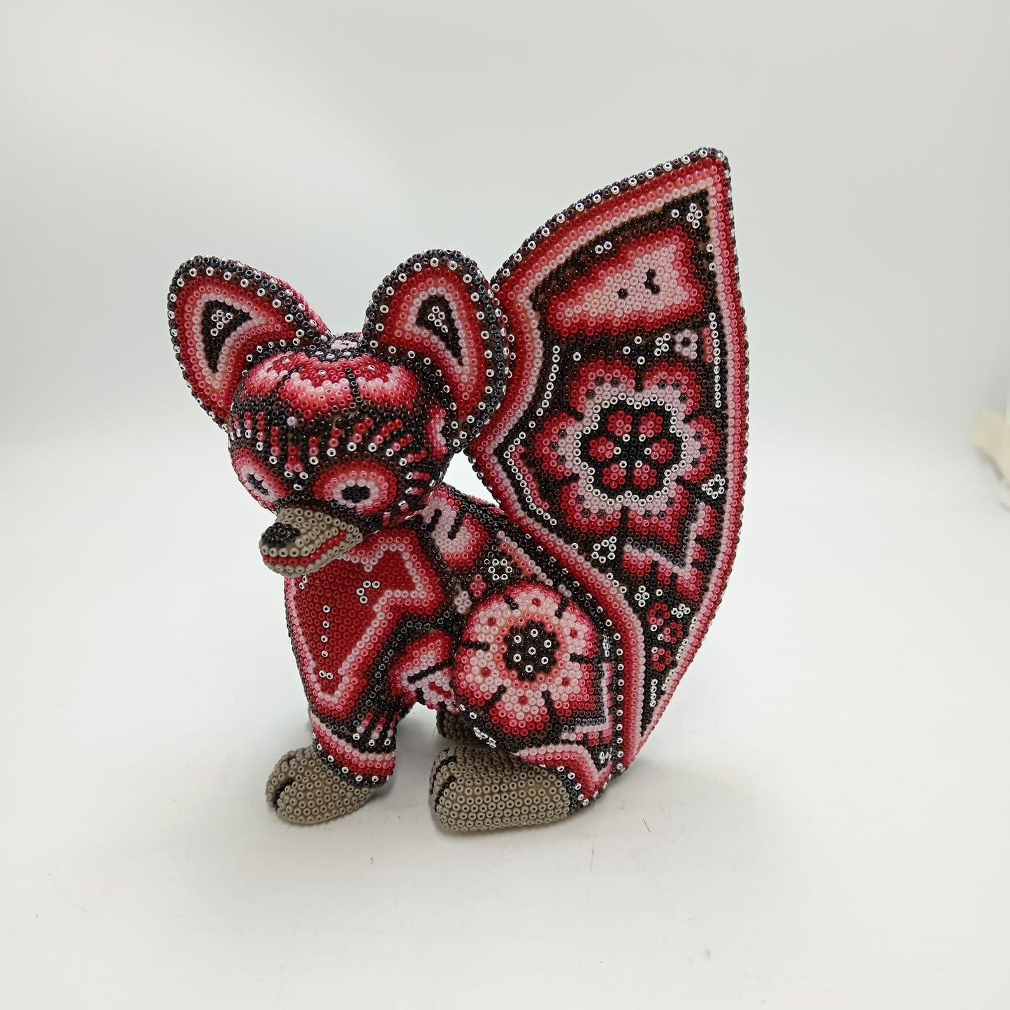 Mexican Huichol Hand Beaded Fox By Isandro Villa Lopez PP8455