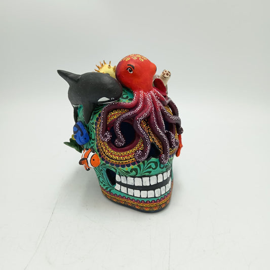 Day Of the Dead Ceramics Ocean Skull By Alfonso Castillo PP8470