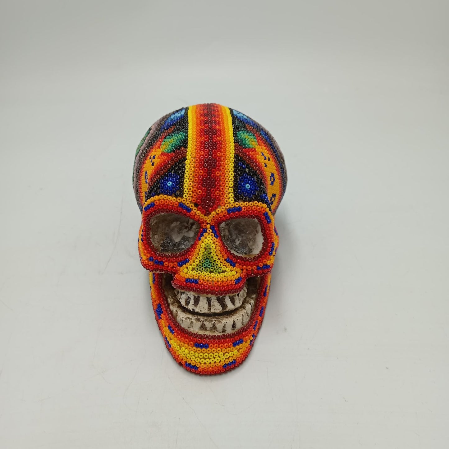 Huichol Hand Beaded Human Skull By Honorio Villa Lopez PP8494