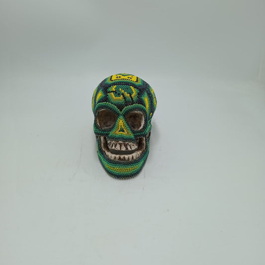 Huichol Hand Beaded Human Skull By Honorio Villa Lopez PP8495