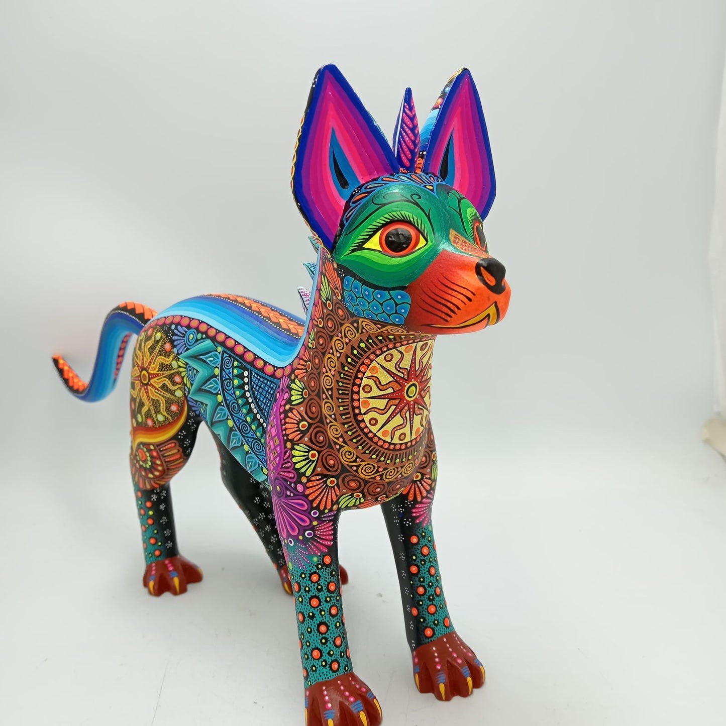 Mexican Folk Art Oaxacan Wood Carving Alebrije Hand Made, Xoloitzcuintle By Luis Sosa PP8503