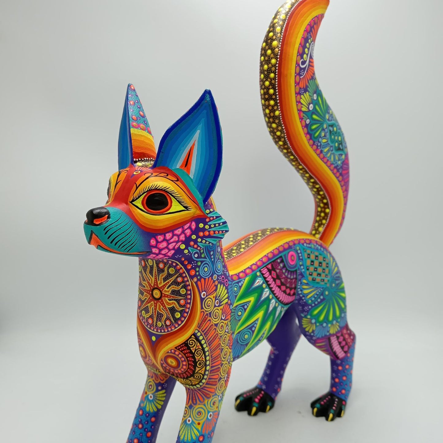 Mexican Folk Art Oaxacan Wood Carving Alebrije Hand Made, Fox By Luis Sosa PP8504