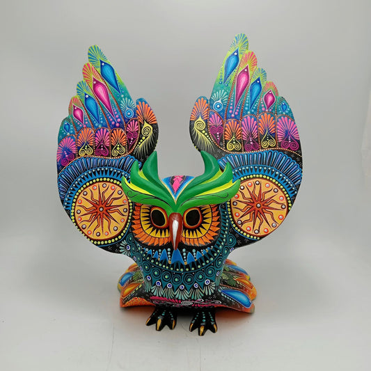 Mexican Folk Art Oaxacan Wood Carving Alebrije Hand Made, Owl By Luis Sosa PP8506