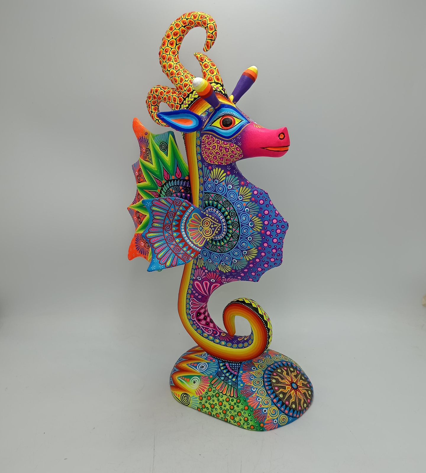 Mexican Folk Art Oaxacan Wood Carving Alebrije Hand Made, Sea Horse By Luis Sosa PP8507