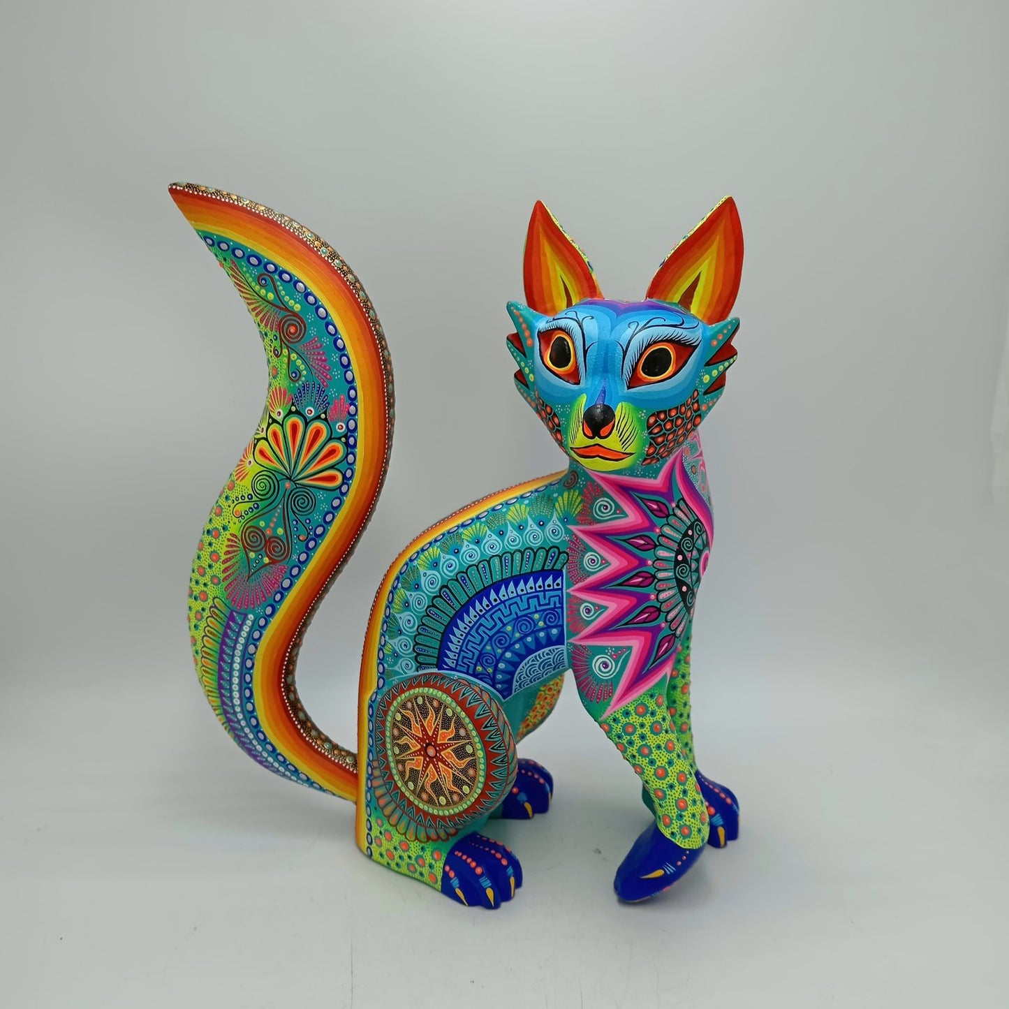 Mexican Folk Art Oaxacan Wood Carving Alebrije Hand Made, Fox By Luis Sosa PP8509