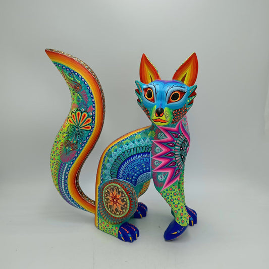 Mexican Folk Art Oaxacan Wood Carving Alebrije Hand Made, Fox By Luis Sosa PP8509
