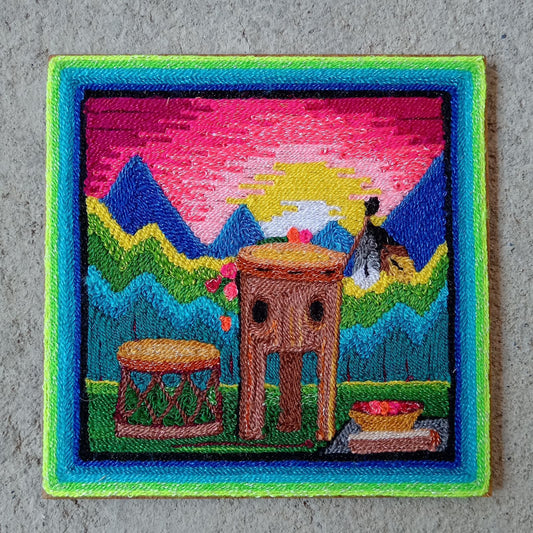 Huichol Mexican Folk Art Yarn Painting by Neikame PP8516