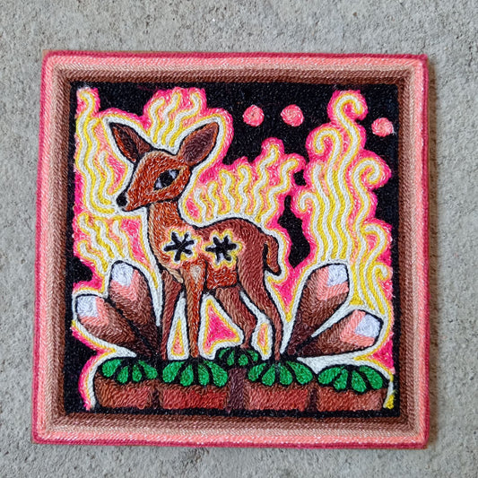 Huichol Mexican Folk Art Yarn Painting by Neikame PP8517