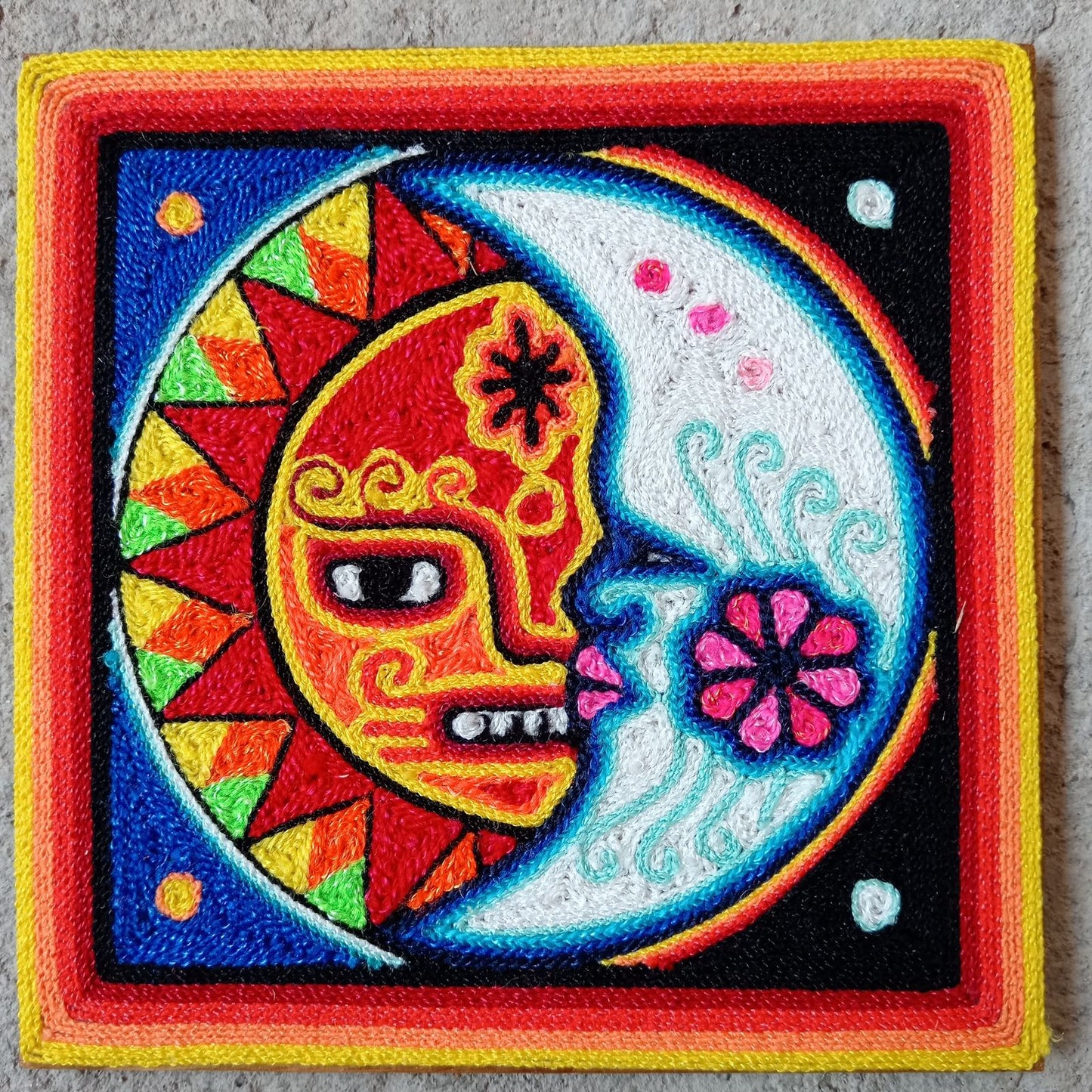 Huichol Mexican Folk Art Yarn Painting by Neikame PP8518