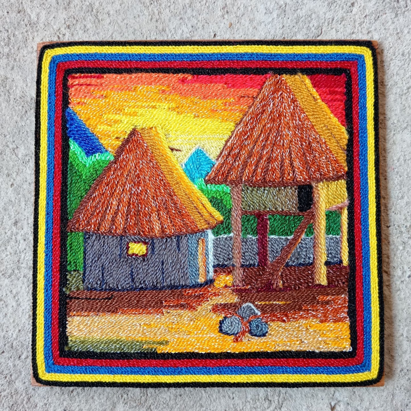 Huichol Mexican Folk Art Yarn Painting by Neikame PP8519