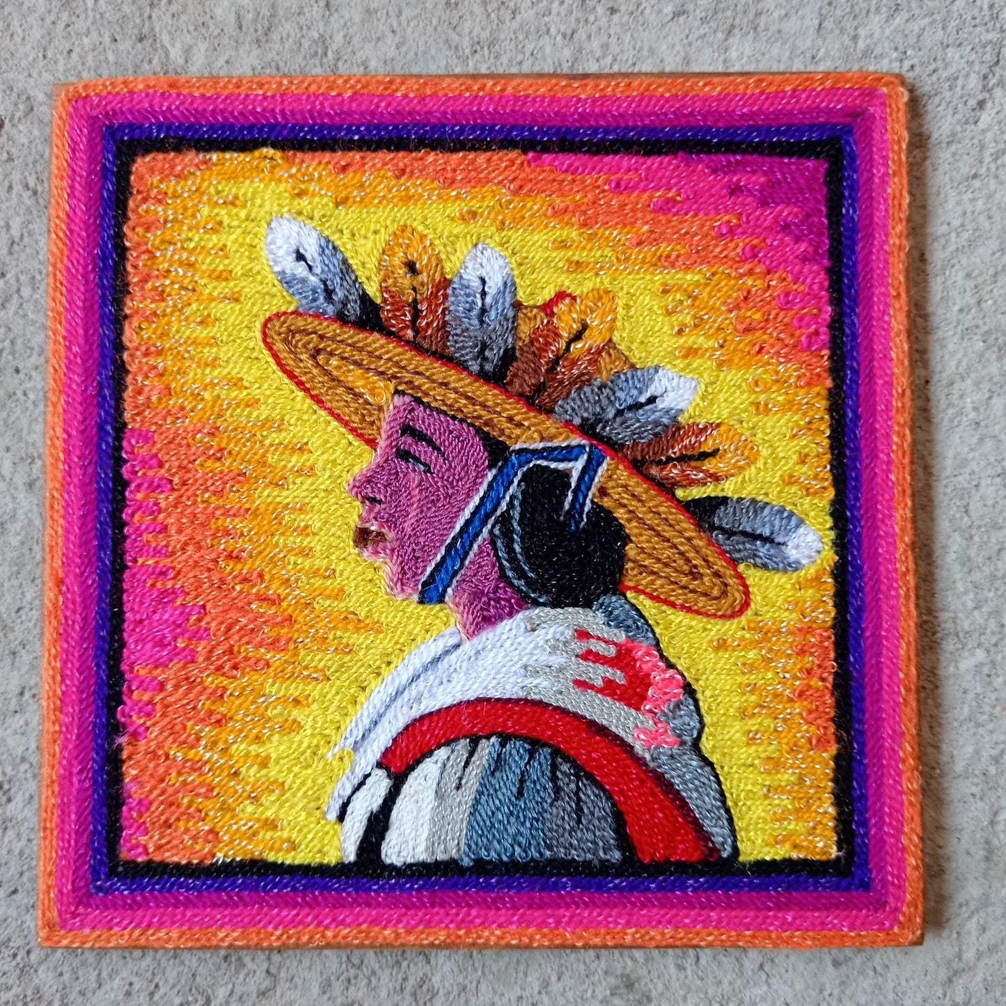 Huichol Mexican Folk Art Yarn Painting by Neikame PP8523