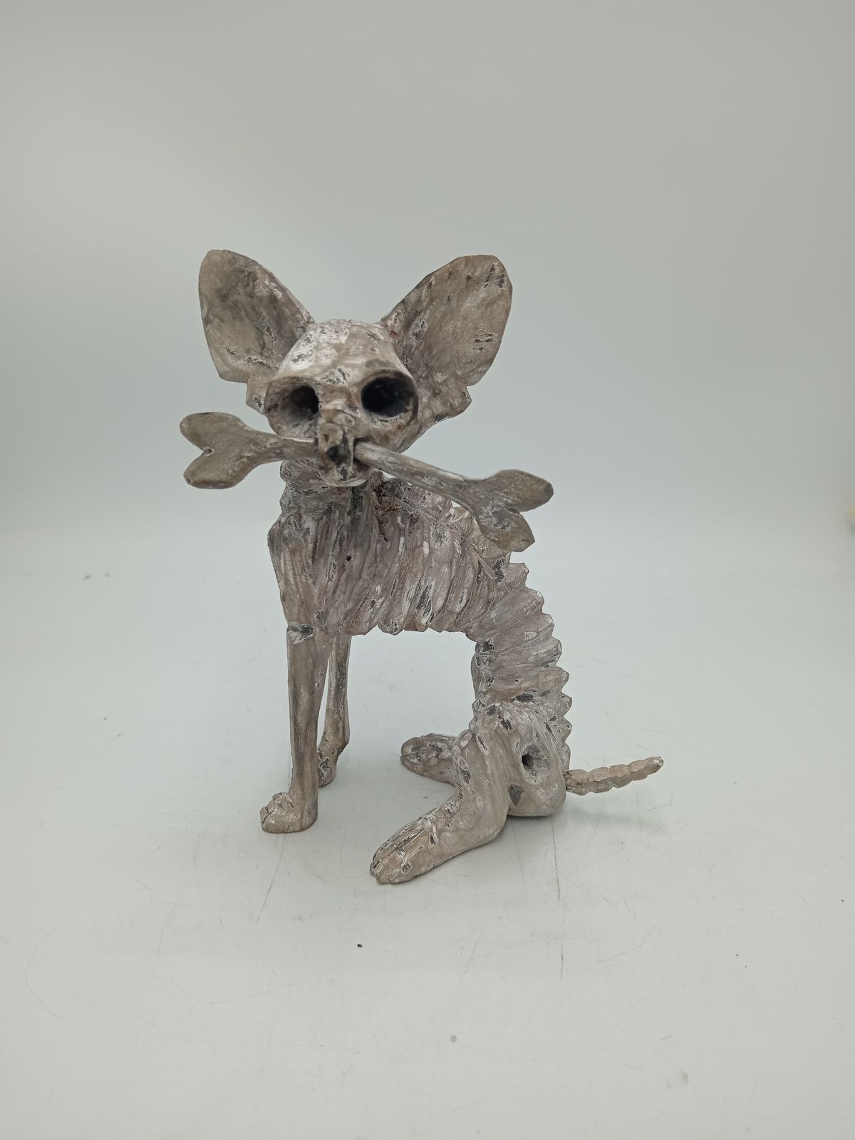 Beutiful Oaxacan Wood Carving Skeleton Dog, By Alejandrino Fuentes PP8526