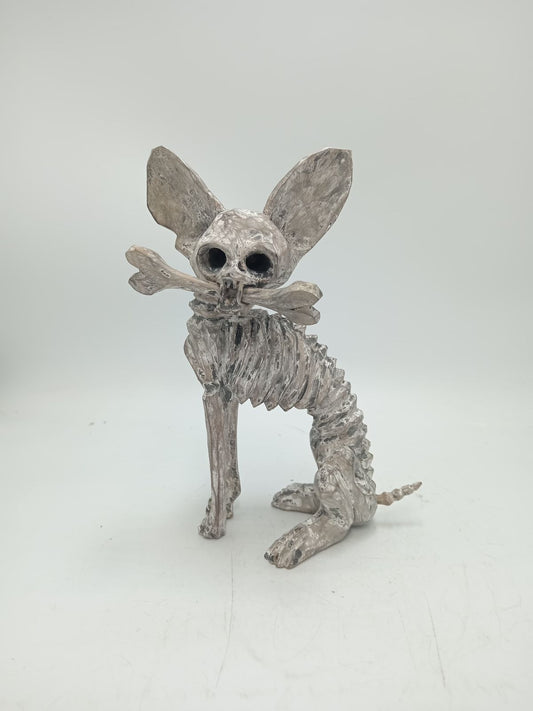 Beutiful Oaxacan Wood Carving Skeleton Dog, By Alejandrino Fuentes PP8527