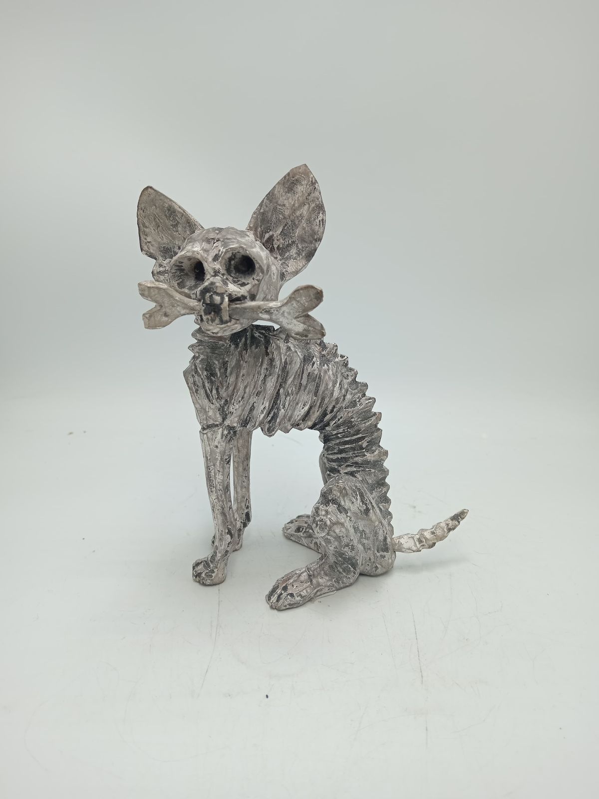 Beutiful Oaxacan Wood Carving Skeleton Dog, By Alejandrino Fuentes PP8528
