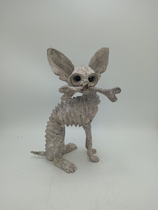 Beutiful Oaxacan Wood Carving Skeleton Dog, By Alejandrino Fuentes PP8531