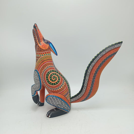 Oaxacan Wood Carving Coyote by Manuel Cruz Prudencio PP8551