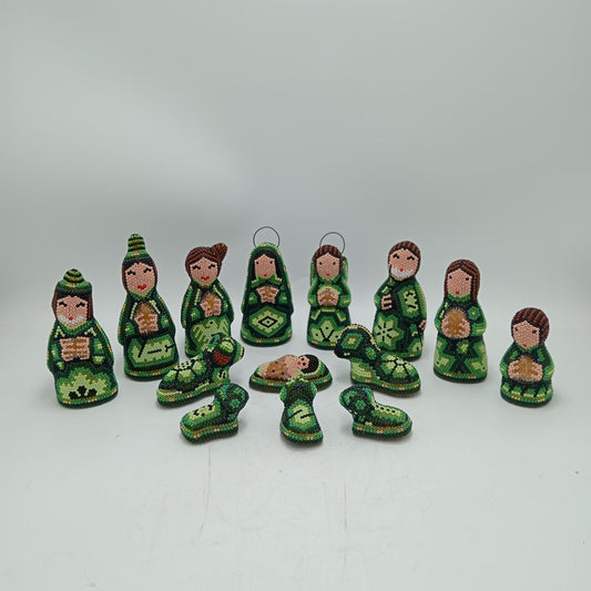 Hand Beaded Huichol Mexican Folk Art Nativity Set By Mayola Villa PP8579