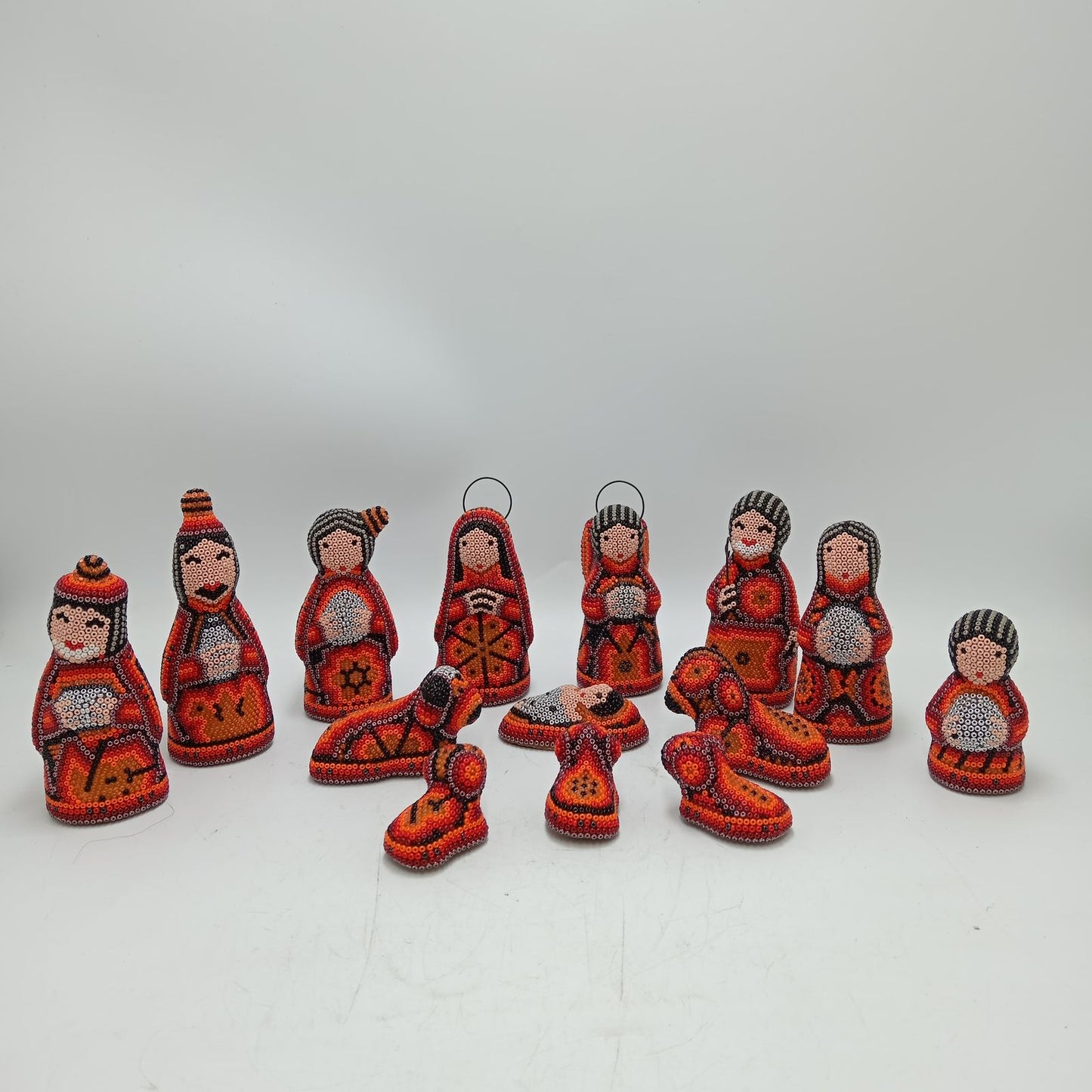 Hand Beaded Huichol Mexican Folk Art Nativity Set By Mayola Villa PP8580