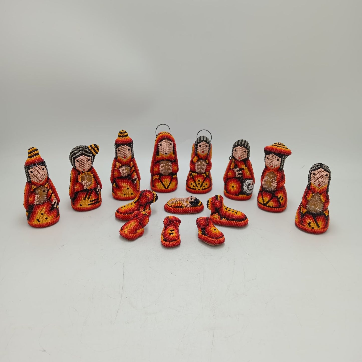 Hand Beaded Huichol Mexican Folk Art Nativity Set By Mayola Villa PP8583