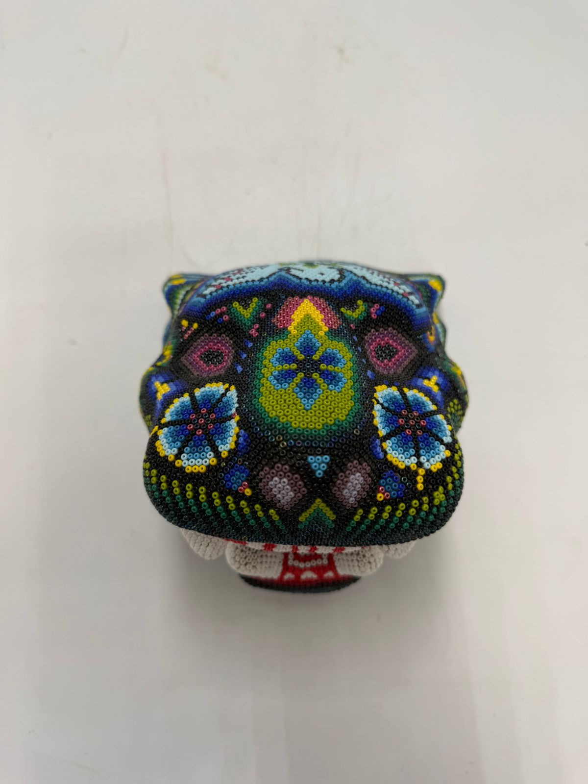 Mexican Huichol Hand Beaded Jaguar Head By Octaviano Villa Lopez PP8616 Oaxaca