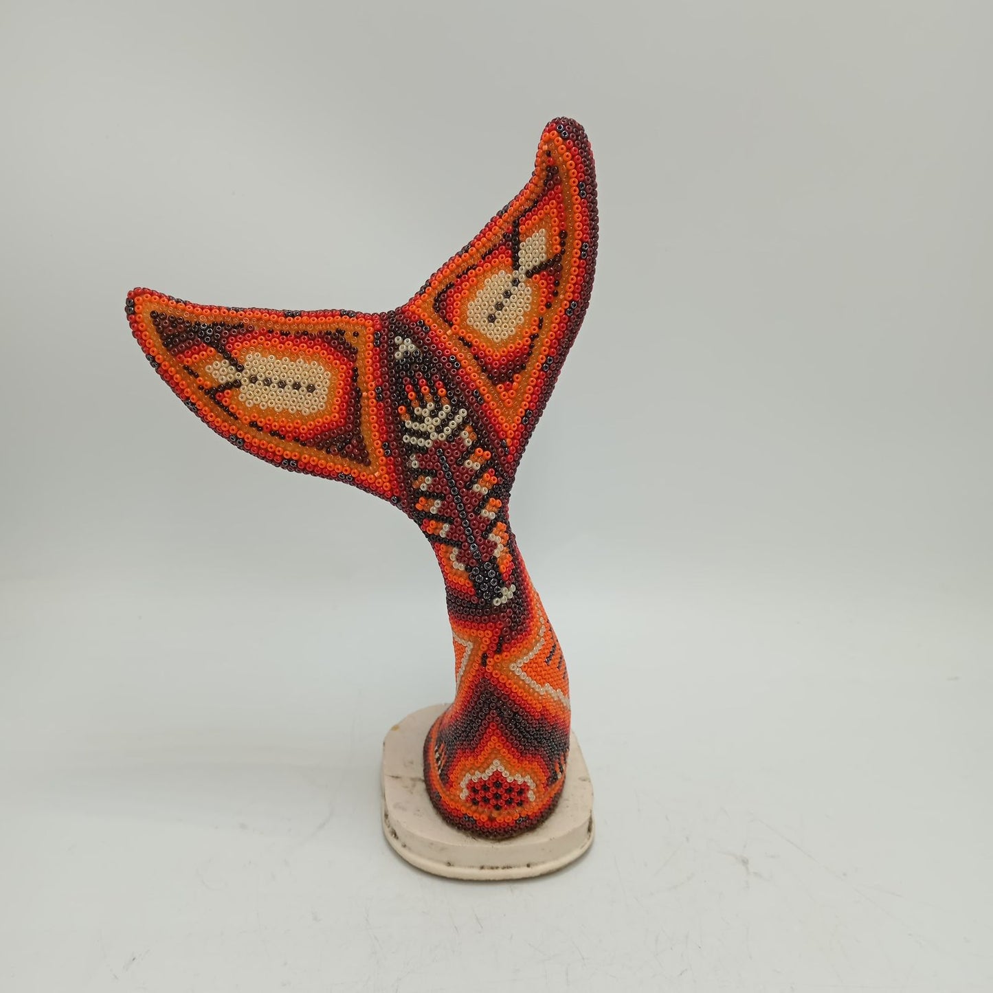 Mexican Folk Art Huichol Beaded Whale Tail By Mayola Villa Lopez PP8639