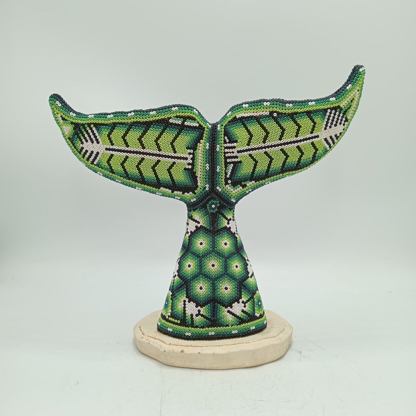 Mexican Folk Art Huichol Beaded Whale Tail By Mayola Villa Lopez PP8657