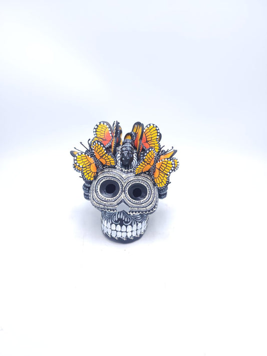 Day Of The Dead Ceramics Butterflys Human Skull By Alfonso Castillo PP8652