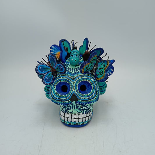 Day Of The Dead Ceramics Butterflys Human Skull By Alfonso Castillo PP8656