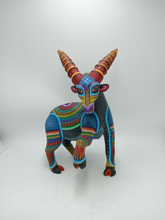 Mexican Oaxacan Wood Carving Goat By Julia Fuentes PP8547