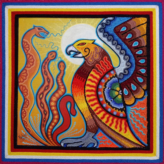 Huichol Mexican Folk Art Yarn Painting by Neikame PP8590