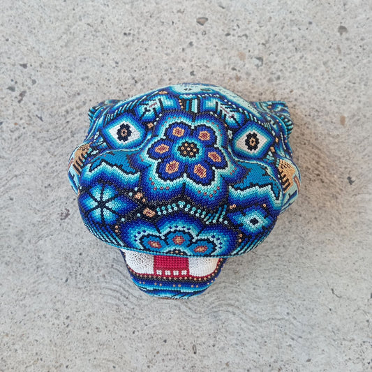 Huichol Mexican Hand Beaded Jaguar Head By Isandro Villa Lopez PP8630