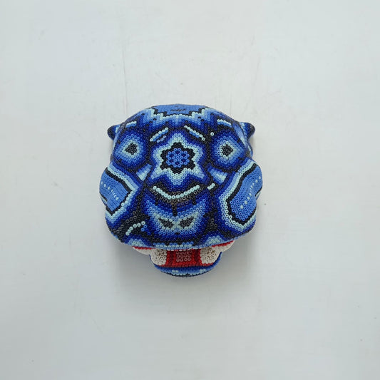 Huichol Mexican Hand Beaded Jaguar Head By Isandro Villa Lopez PP8622 Oaxaca