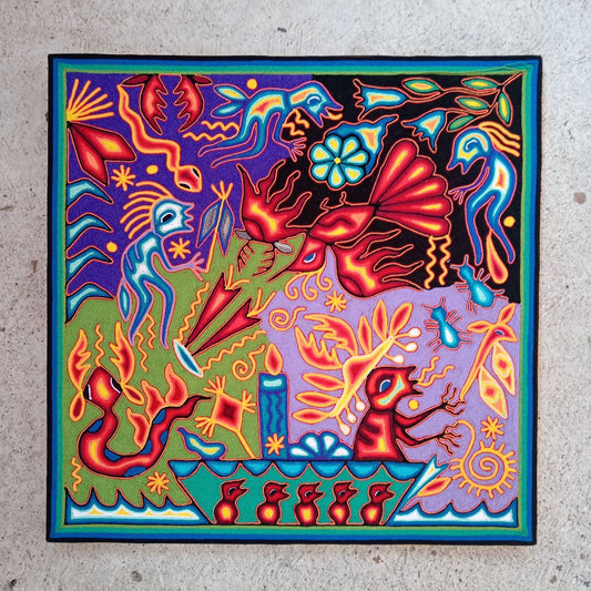 Huichol Yarn Painting Mexican Folk Art By Luciana Benitez PP8668