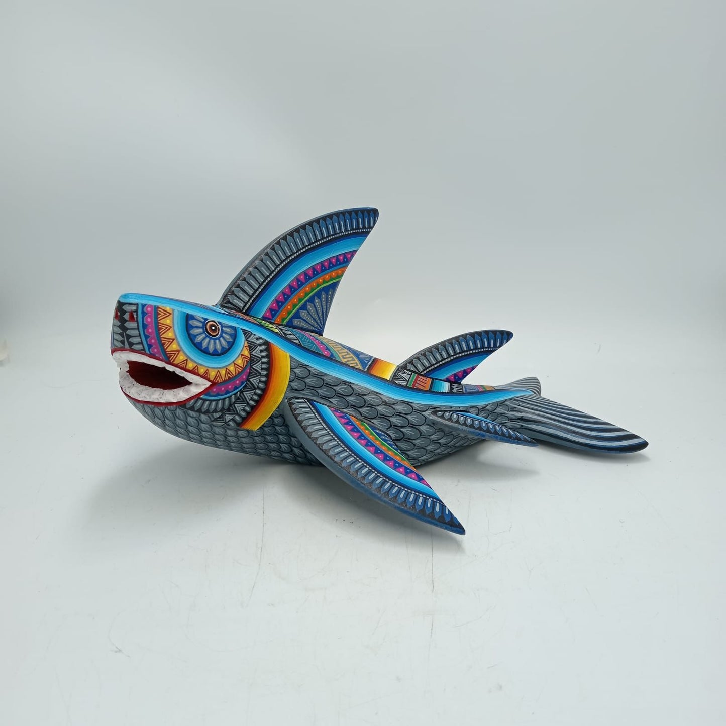 Mexican Oaxacan Wood Carving Shark By Julia Fuentes PP8700