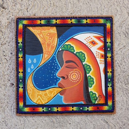 Huichol Mexican Folk Art Yarn Painting by Neikame PP8710