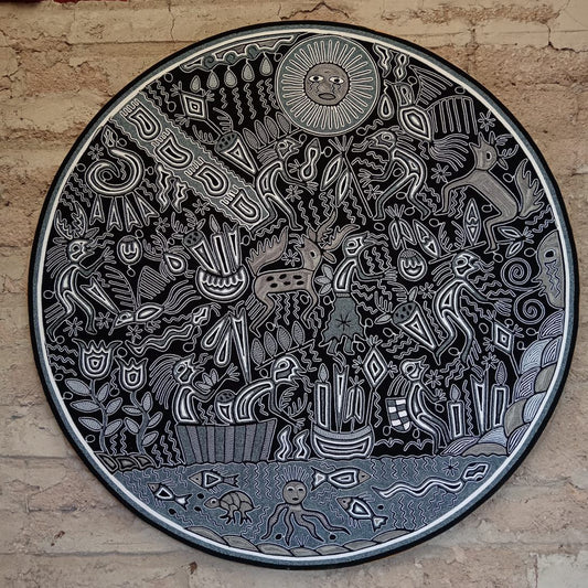 Mexican Folk Art Huichol Yarn Painting by Cooperativa Zitacua PP8722 OAX