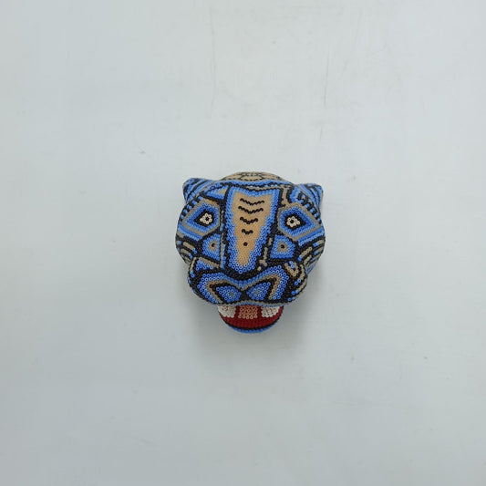 Mexican Folk Art Huichol Beaded Jaguar Head By Mayola Villa Lopez PP8737