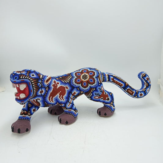 Mexican Huichol Hand Beaded Jaguar By Isandro Villa Lopez PP8764