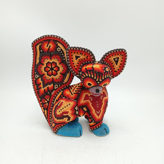 Mexican Huichol Hand Beaded Fox By Isandro Villa Lopez PP8767