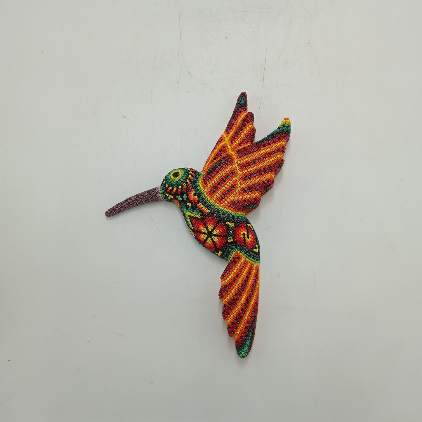 Mexican Huichol Hand Beaded Hummingbird By Isandro Villa Lopez PP8773