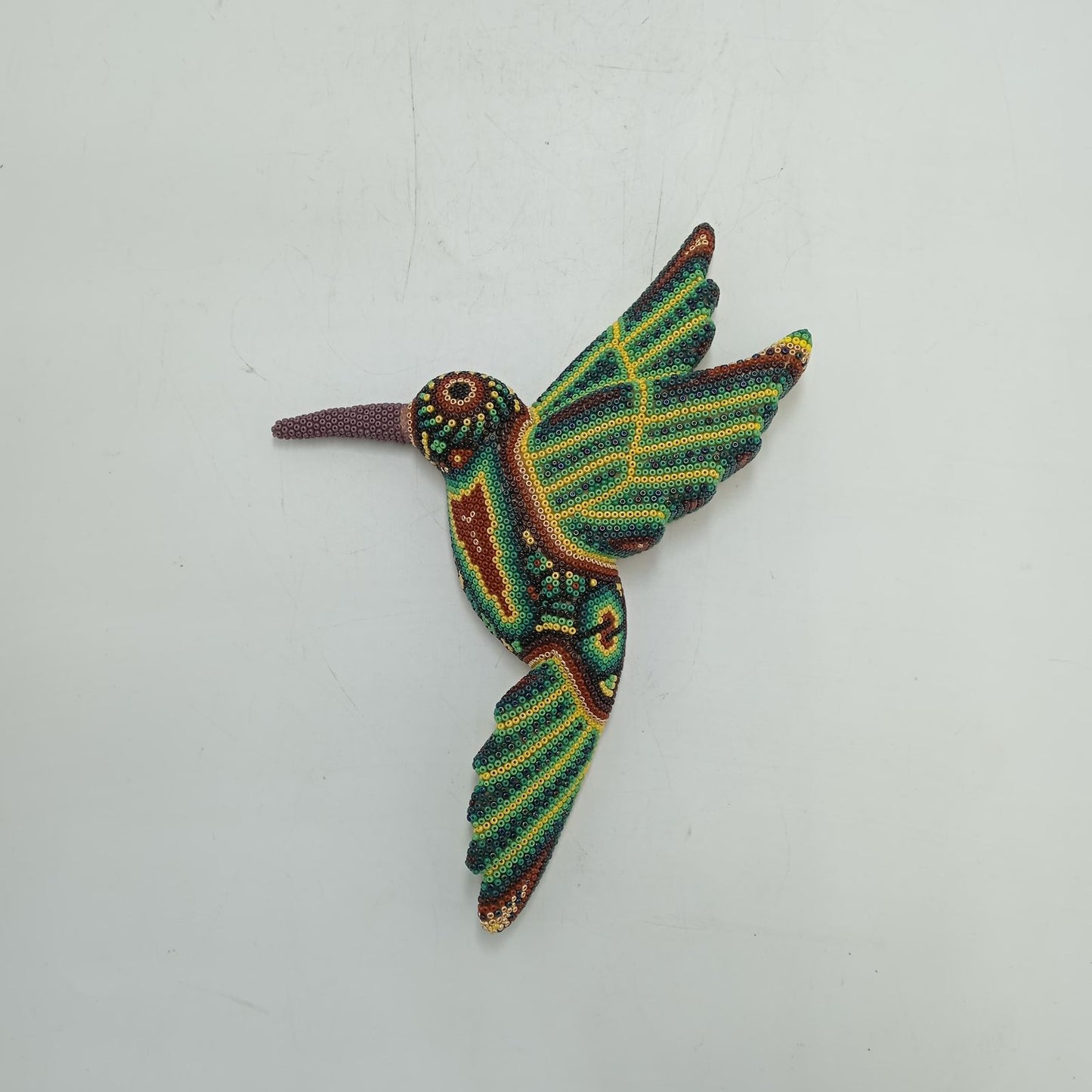 Mexican Huichol Hand Beaded Hummingbird By Isandro Villa Lopez PP8775
