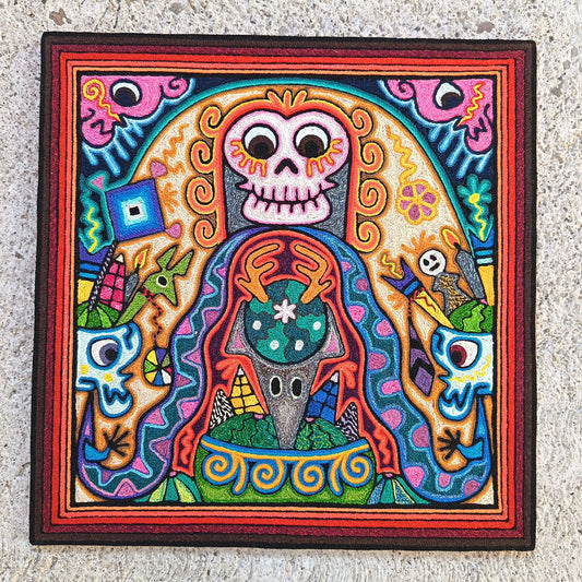 Huichol Indian Yarn Painting By Luis Castro PP8816