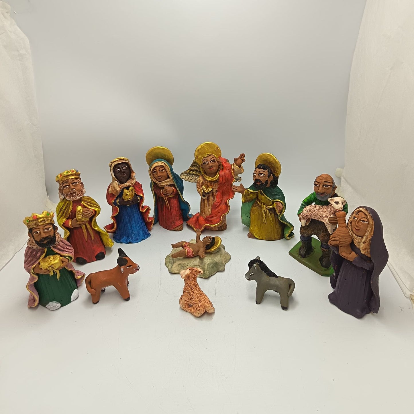 Extraordinary Hand made Painted Nativity Set By Demetrio Aguilar PP8875