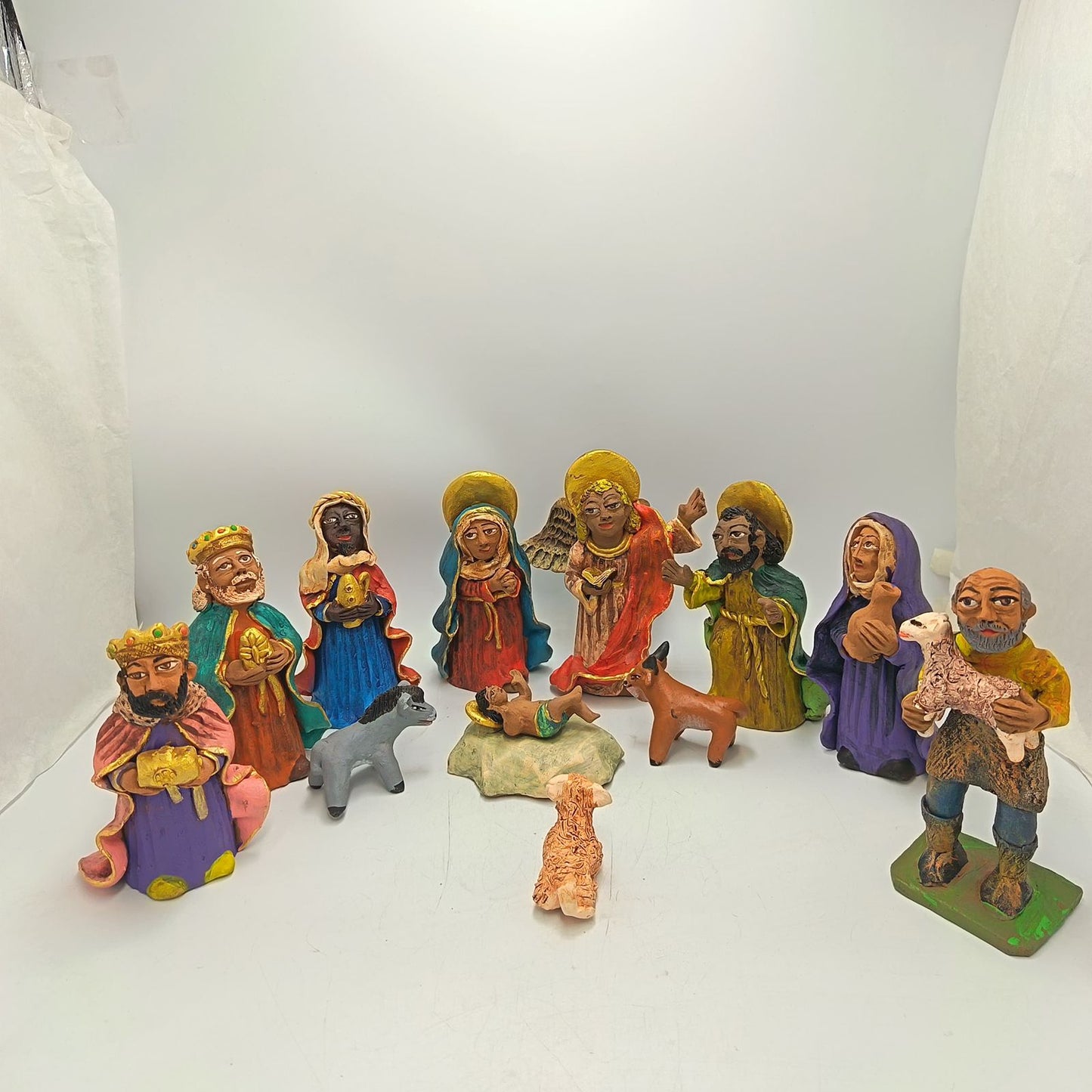 Extraordinary Hand made Painted Nativity Set By Demetrio Aguilar PP8876