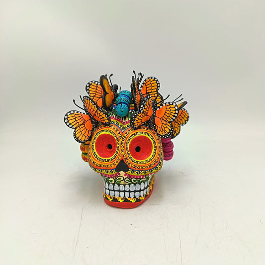 Day Of The Dead Ceramics Butterflys Human Skull By Alfonso Castillo PP8830