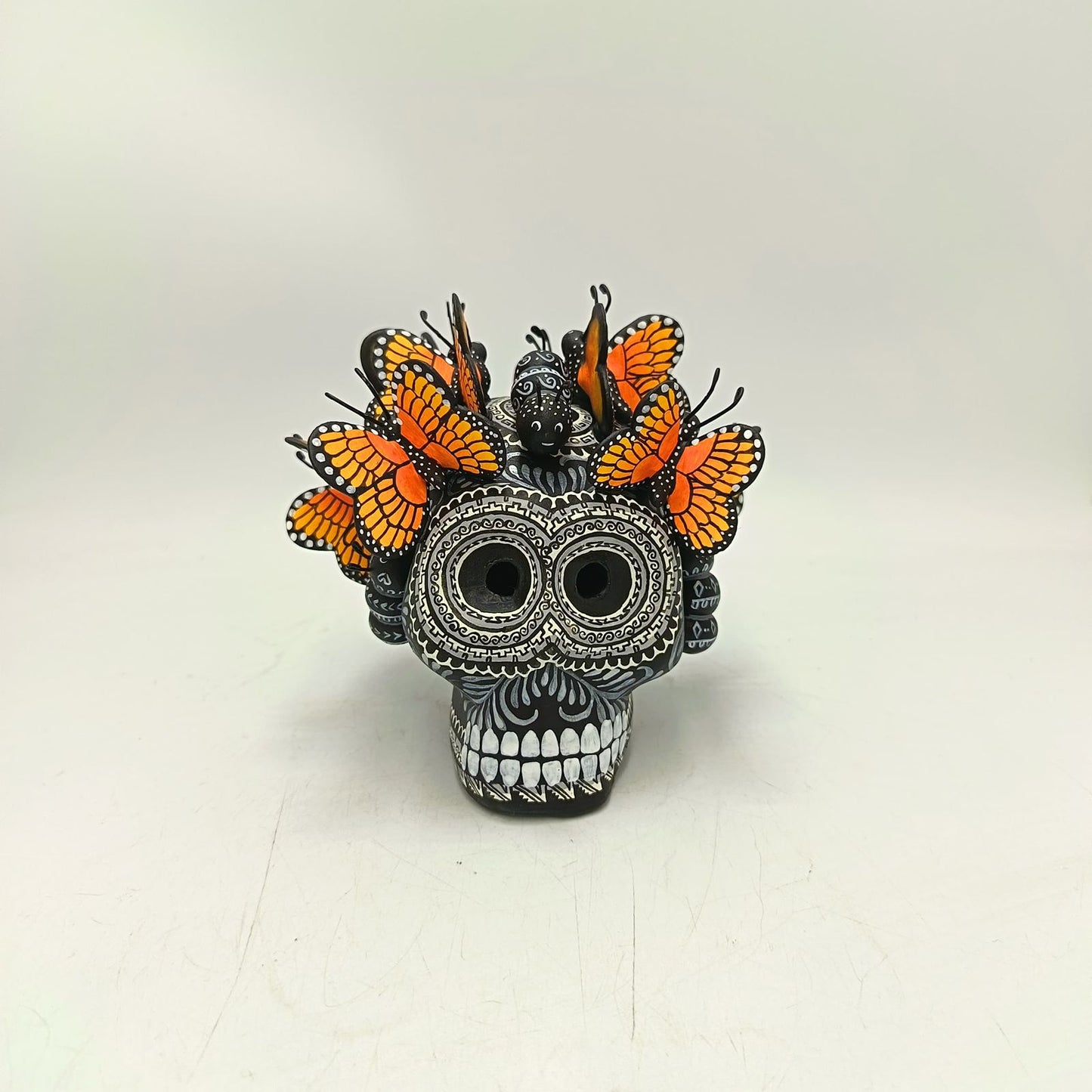 Day Of The Dead Ceramics Butterflys Human Skull By Alfonso Castillo PP8831
