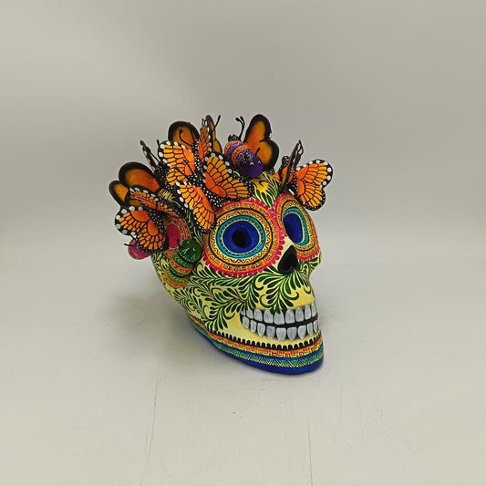 Day Of The Dead Ceramics Butterflys Human Skull By Alfonso Castillo PP8835