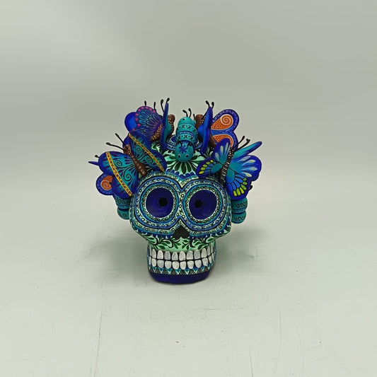 Day Of The Dead Ceramics Butterflys Human Skull By Alfonso Castillo PP8836